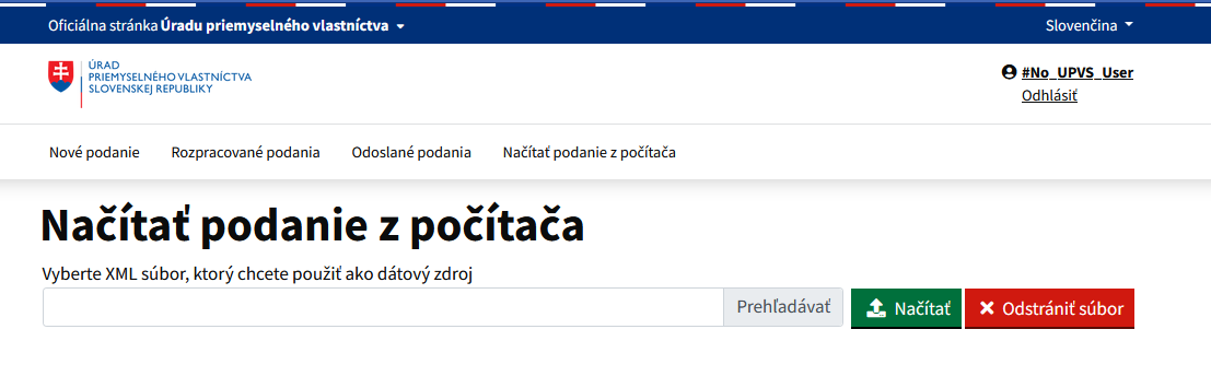 Načítanie šablóny formulára
