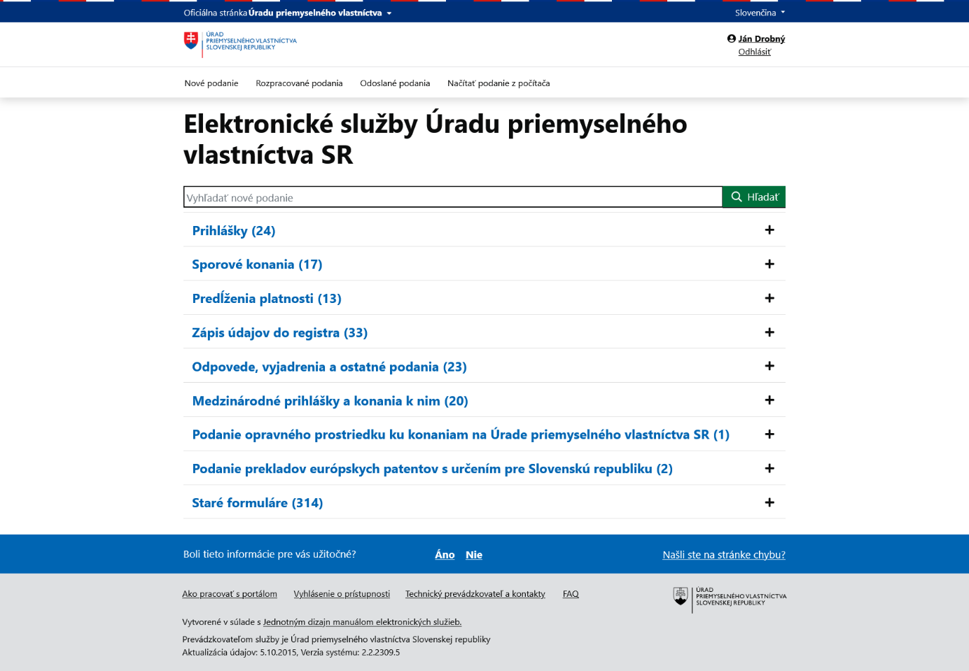 Vytvorenie nového podania