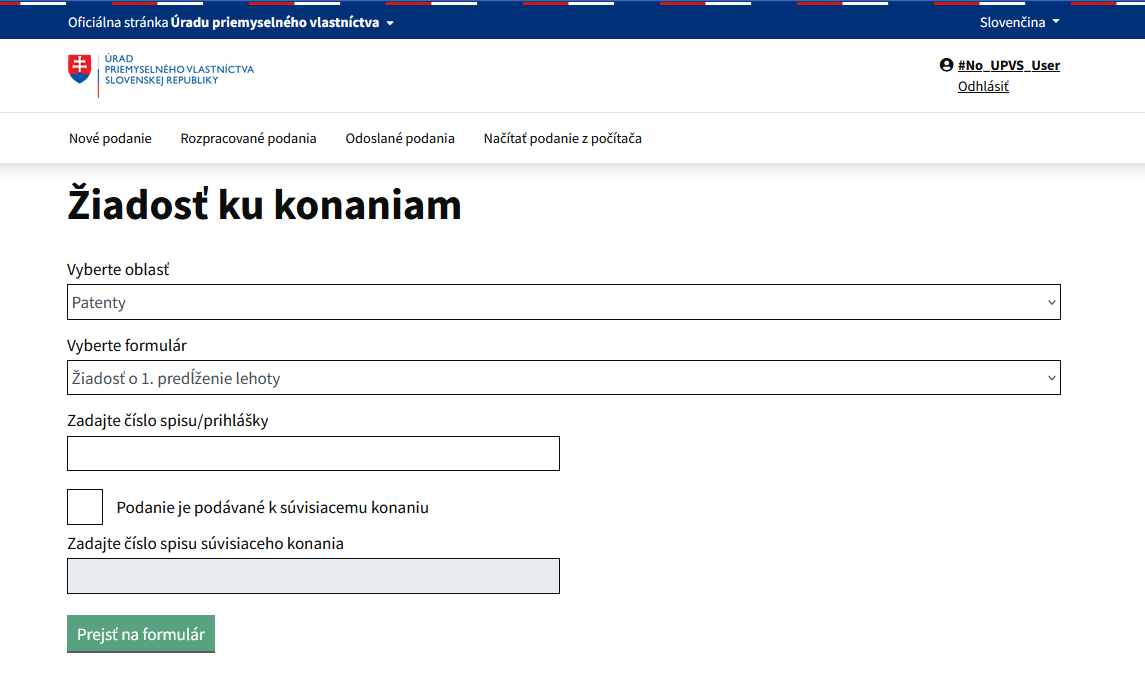 Predstránka na doťahovanie údajov