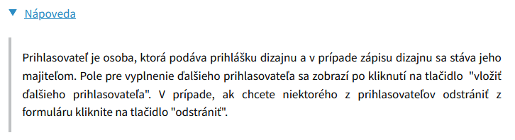 Rozbalená nápoveda
